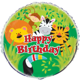 Unique Party Jungle Animals Happy Birthday Foil Balloon 18"