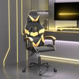 Justerbar siddehøjde - Læder Gamer stole vidaXL drejelig gamingstol kunstlæder sort og guldfarvet