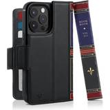 Twelve South Grå Mobiltilbehør Twelve South BookBook for iPhone 14 Pro MagSafe Compatible Full-Grain Leather Wallet Case with Display Stand Removable Stand-Alone Leather Accent Case, Black