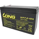 Batterier 12v 7.2 ah Long WP7.2-12A/F2 Blybatteri 12 V 7.2 Ah Blyfleece (B x H x T) 151 x 102 x 65 mm Fladstik 6,35 mm VDS-certifikation, Lav selvafladning, Vedligeholdelsesfri