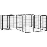 Hundehuse Kæledyr vidaXL 18-panels hundegård 50x100 pulverlakeret stål sort