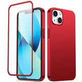 Joyroom Rød Covers & Etuier Joyroom 360 Full Case Cover for iPhone 13 Back and Front Cover Tempered Glass red (JR-BP927 red)