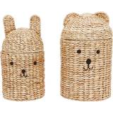 Beige Småopbevaring Børneværelse OYOY Bear & Rabbit Storage Basket Set 2-pcs