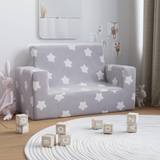 Grå Sofaer Børneværelse vidaXL 2-personers sofa til børn stjernemønster blødt plys lysegrå