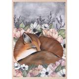 Beige Malerier & Plakater Børneværelse That's Mine Plakat 21x30 Flower Field Fox Plakat