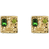 House of Vincent The Fool Earrings - Gold/Green