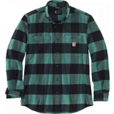 L - Ternede Tøj Carhartt Rugged Flex Relaxed Fit Midweight Flannel long Sleeves Plaid Shirt - Slate Green