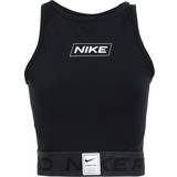 26 - Dame - S Overdele Nike Pro Dri-FIT Cropped Graphic Tank Top Women - Black/Dark Smoke Grey/White