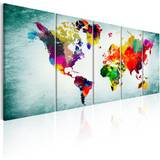 Grøn Vægdekorationer Artgeist verdenskort, 5-delt World Billede