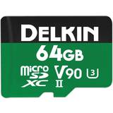 Delkin XQD Hukommelseskort & USB Stik Delkin MicroSDXC Class 10 UHS-II U3 V90 300/250MB/s 64GB +SD Adapter