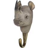 Grå - Metal Opbevaring Wildlife Garden Wooden Hook Rhinoceros