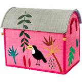Pink Opbevaringskurve Børneværelse Rice Raffia Storage House Small Tucan