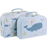 A Little Lovely Company Blå Småopbevaring A Little Lovely Company Ocean Suitcase Set
