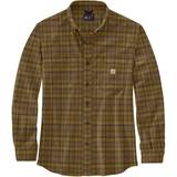 Tøj Carhartt Mens Midweight Flannel Long Sleeve Plaid Shirt - Oak Brown