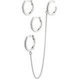 Metal Smykkesæt Pilgrim Blossom Earrings 2-in-1 Set - Silver/Transparent