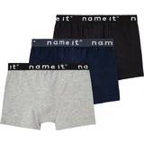 Bomuld Boxershorts Name It Basic Boxer Shorts 3-pack - Black/Grey Melange/Dark Sapphire (13208836)