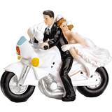 Plast Bagedekorationer PartyDeco Wedding figure Newlyweds on Motorcycle Kagedekoration