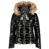 Boohoo V-udskæring Tøj boohoo High Shine Faux Fur Trim Puffer Jacket