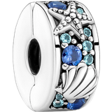 Silikone Charms & Vedhæng Pandora Tropical Starfish & Shell Clip Charm - Silver/Blue/Turquoise