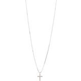 Pilgrim Krystal Halskæder Pilgrim Clara Cross Necklace - Silver/Transparent