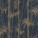 Rasch Tapet med bambus, blå/guld, non-woven