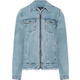 48 - 8 - Blå Overtøj LTS Tall Blue Zip Through Denim Jacket