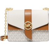 Tasker Michael Kors Greenwich Small Color-Block Logo and Saffiano Leather Crossbody Bag - Vanilla/Acorn
