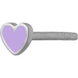 Lilla Smykker Stine A Petit Love Heart Sorbet Earring - Silver/Purple