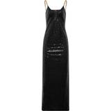 32 - Bomuld - Paillet Tøj LTS Sequin Chain Strap Maxi Dress - Black