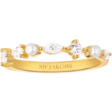 Kubisk Zirkon Ringe Sif Jakobs Adria Ring - Gold/Pearls/Transparent