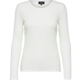 Hvid - Slim T-shirts & Toppe Selected Ribbed Long Sleeved Top