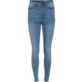 48 - Blå - Viskose Tøj Noisy May Callie High Waist Skinny Fit Jeans - Light Blue Denim