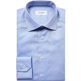 Eton Chinos - Herre Skjorter Eton Light Blue Diamond Twill Shirt Slim Fit Mand Langærmede Skjorter Slim Fit Ensfarvet hos Magasin Blå