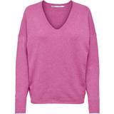Nylon - Pink Overdele Only V-Neck Knitted Sweater - Rosa/Strawberry Moon
