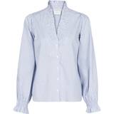 Dame - Nylon Overdele Neo Noir Brielle Stripe Shirt - White/Light Blue