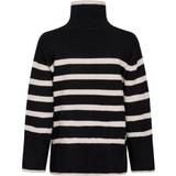 40 - Stribede Bluser Neo Noir Fanning Stripe Knit Blouse - Black