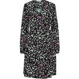 12 - Blomstrede Kjoler Selected Fiola Print Wrap Dress - Black