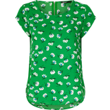 Dame - Grøn - Løs Bluser Only Printed Top with Short Sleeves - Aqua/Green Bee