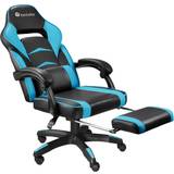 Læder - Sort Gamer stole tectake Gaming chair Comodo With footrest black/azure