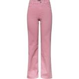 Dame - Pink Jeans Pieces Wide Leg Jeans - Begonia Pink