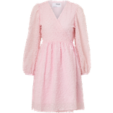 Dame - Lange ærmer - Slå om-kjoler Selected Textured Wrap Dress - Dusty Pink