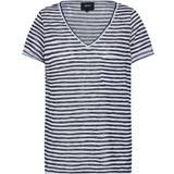 Object Blå T-shirts & Toppe Object Stribet t-shirt med V-hals marineblå og hvid-Multifarvet Marineblå stribe