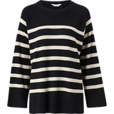 Object Sweatere Object Stribet Pullover Sort