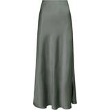 Grøn - Polyester Nederdele Neo Noir Vicky Heavy Sateen Skirt - Smoke Green