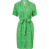 Object Knapper Kjoler Object Floral Shirt Dress - Artichoke Green