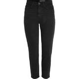 Høj talje - One Size Bukser & Shorts Noisy May Moni High Waisted Cropped Straight Fit Jeans - Black Denim