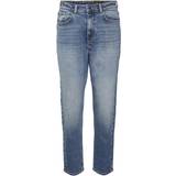Dame - One Size Jeans Noisy May Nmmoni Cropped Højtaljede Straight Fit Jeans Blå