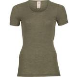 Bådudskæring - Grøn - Silke Tøj Engel dame kortærmet t-shirt uld & silke olive