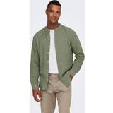 Only & Sons Herre Skjorter Only & Sons Slim Fit Chinese Collar Shirt - Green/Swamp