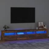 Tv bord egetræ vidaXL LED-lys røget TV-bord